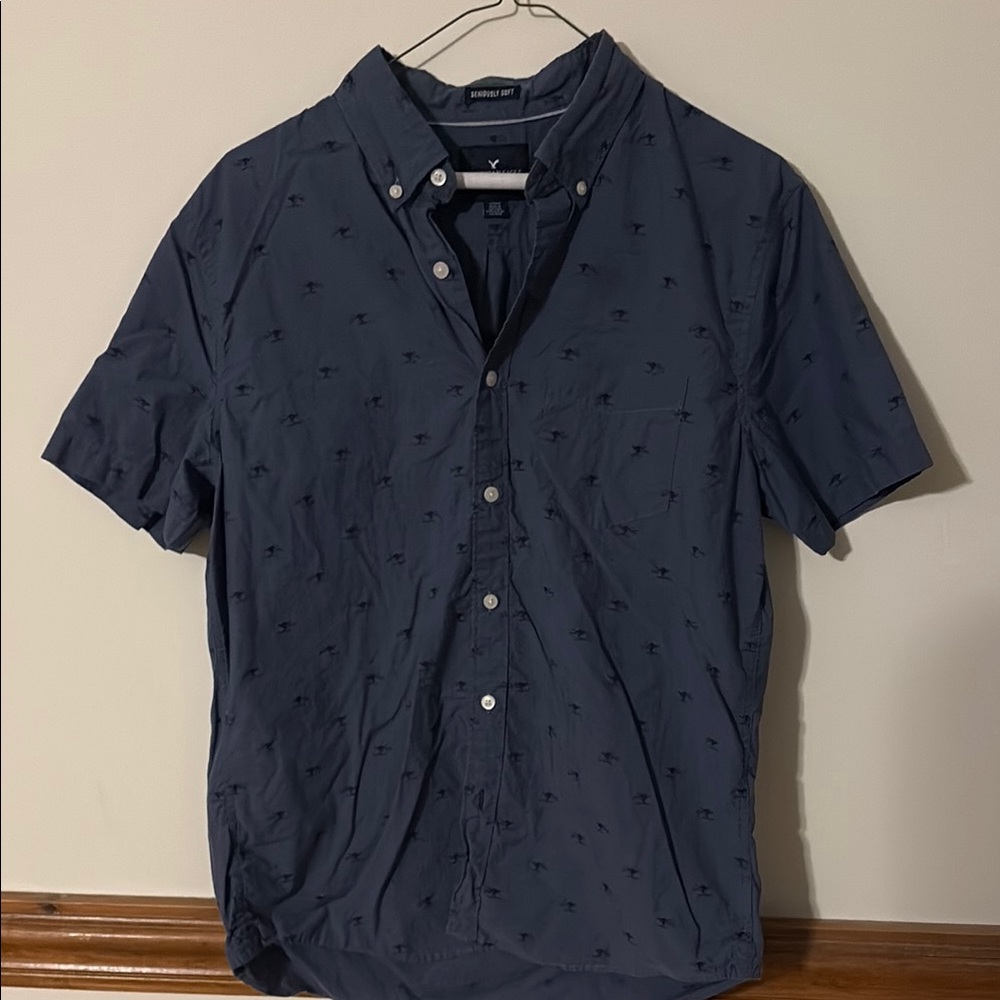 American Eagle Outfitters Blue Casual Button Down Shirt